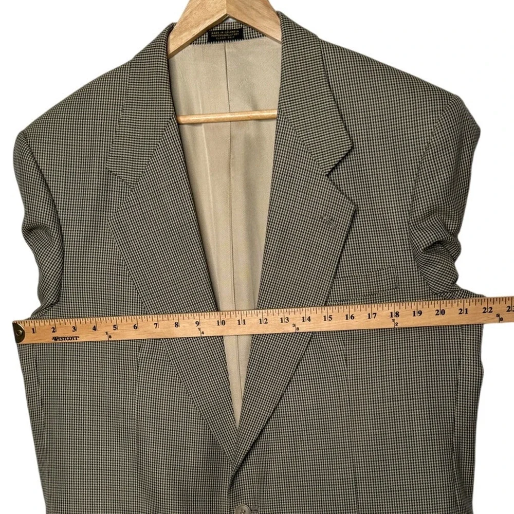 Huckberry Vintage 43R Luxury Wool Houndstooth Blazer $340 2 Button Jacket Brown